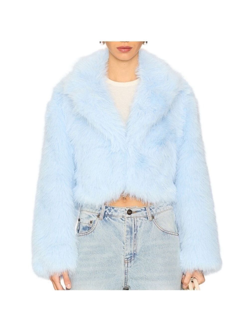 NEW Paris Cropped Faux Fur Jacket Size S